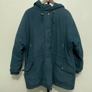 Vtg Larry Levine Heavyweight Full Zip Hooded Parka Coat Unisex L Gorpcore Winter